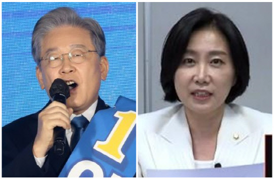 이재명(왼쪽) 경기도지사와 허은아 국민의힘 의원. 연합뉴스